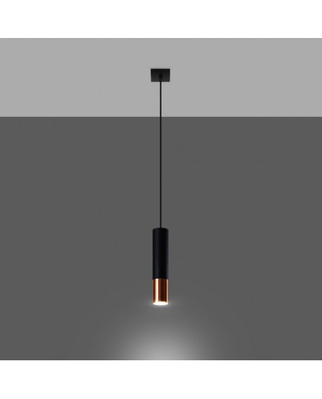 Lampa wisząca LOOPEZ 1 czarny/miedź Sollux SL.0946