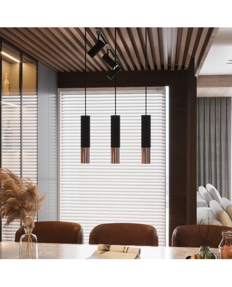 Lampa wisząca LOOPEZ 1 czarny/miedź Sollux SL.0946