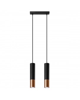 Lampa wisząca LOOPEZ 2 czarny/miedź Sollux SL.0947