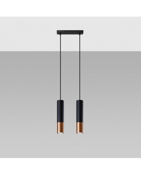 Lampa wisząca LOOPEZ 2 czarny/miedź Sollux SL.0947