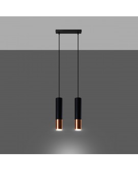 Lampa wisząca LOOPEZ 2 czarny/miedź Sollux SL.0947