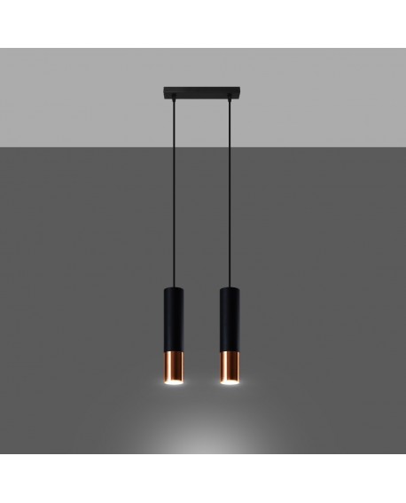 Lampa wisząca LOOPEZ 2 czarny/miedź Sollux SL.0947