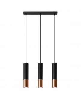 Lampa wisząca LOOPEZ 3L czarny/miedź Sollux SL.0948