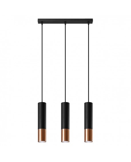 Lampa wisząca LOOPEZ 3L czarny/miedź Sollux SL.0948