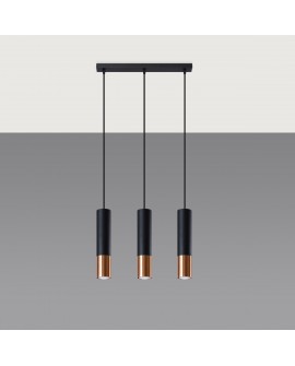 Lampa wisząca LOOPEZ 3L czarny/miedź Sollux SL.0948