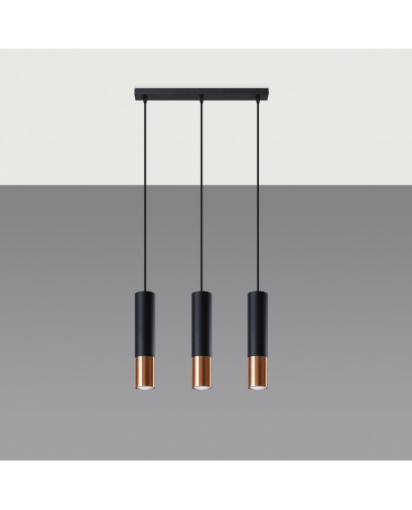 Lampa wisząca LOOPEZ 3L czarny/miedź Sollux SL.0948