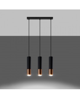 Lampa wisząca LOOPEZ 3L czarny/miedź Sollux SL.0948