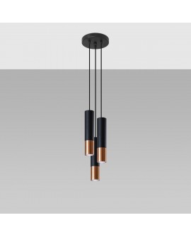 Lampa wisząca LOOPEZ 3P czarny/miedź Sollux SL.0949