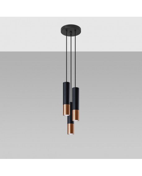 Lampa wisząca LOOPEZ 3P czarny/miedź Sollux SL.0949