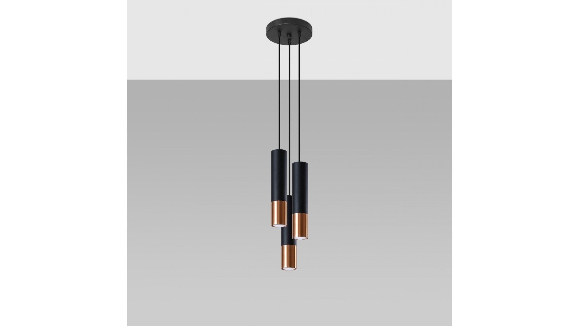Lampa wisząca LOOPEZ 3P czarny/miedź Sollux SL.0949