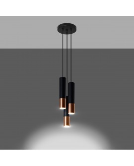 Lampa wisząca LOOPEZ 3P czarny/miedź Sollux SL.0949