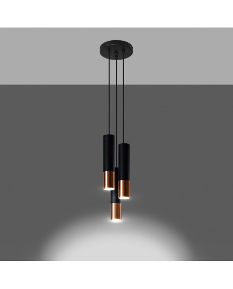 Lampa wisząca LOOPEZ 3P czarny/miedź Sollux SL.0949