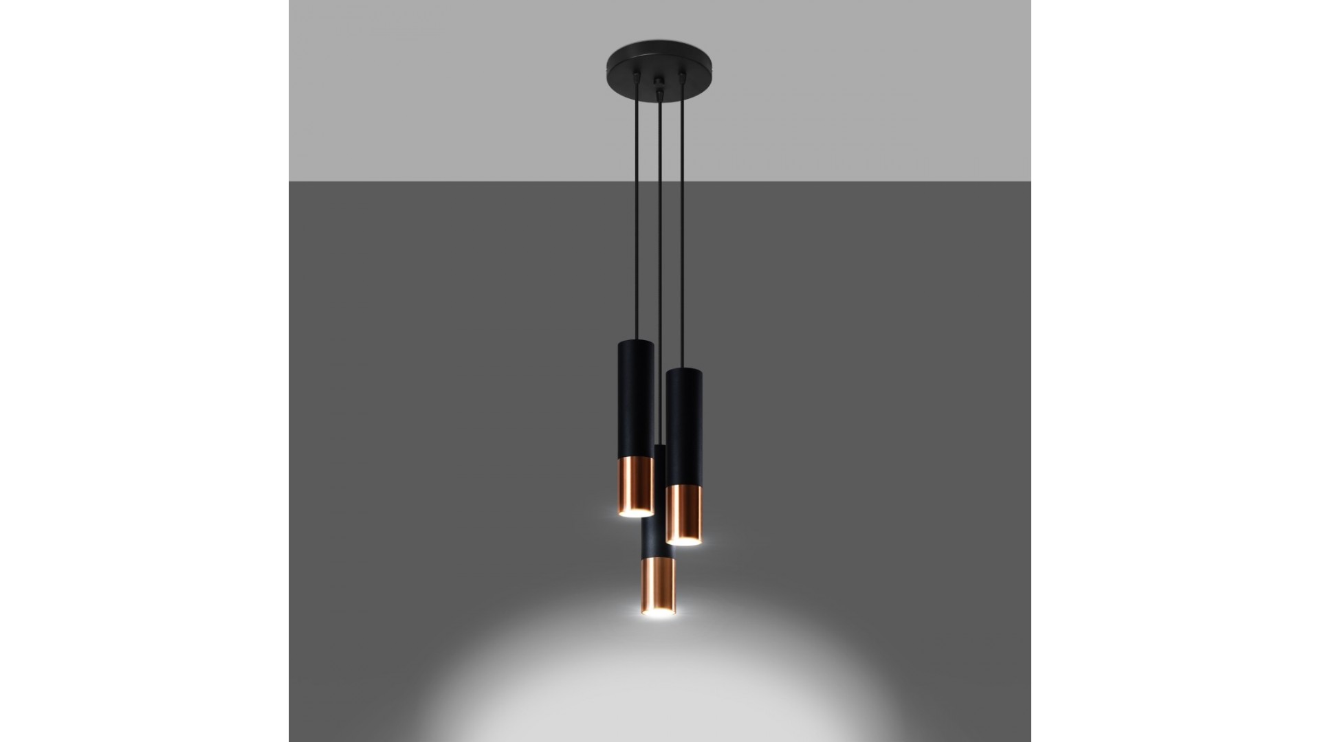 Lampa wisząca LOOPEZ 3P czarny/miedź Sollux SL.0949