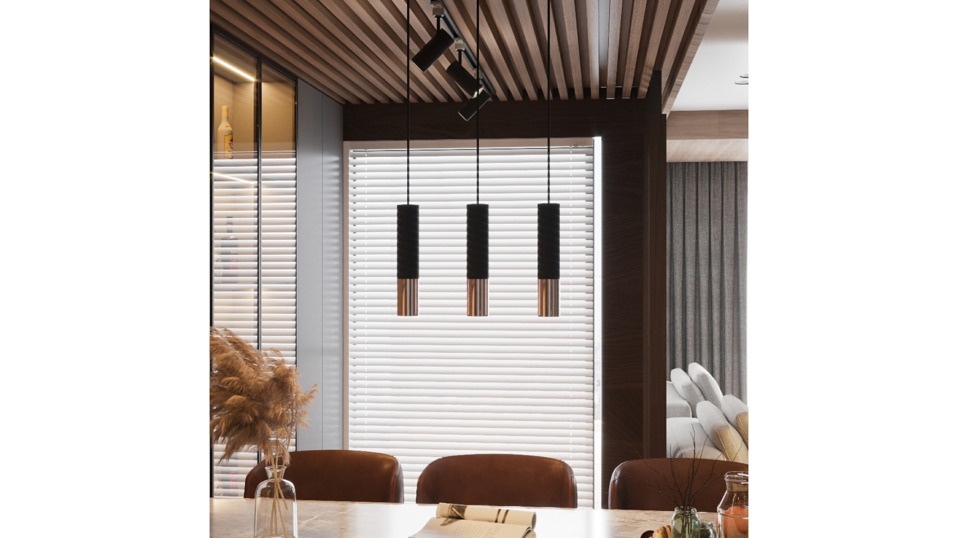 Lampa wisząca LOOPEZ 3P czarny/miedź Sollux SL.0949