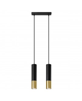 Lampa wisząca LOOPEZ 2 czarny/złoty Sollux SL.0953