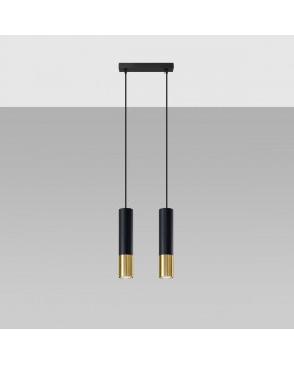 Lampa wisząca LOOPEZ 2 czarny/złoty Sollux SL.0953