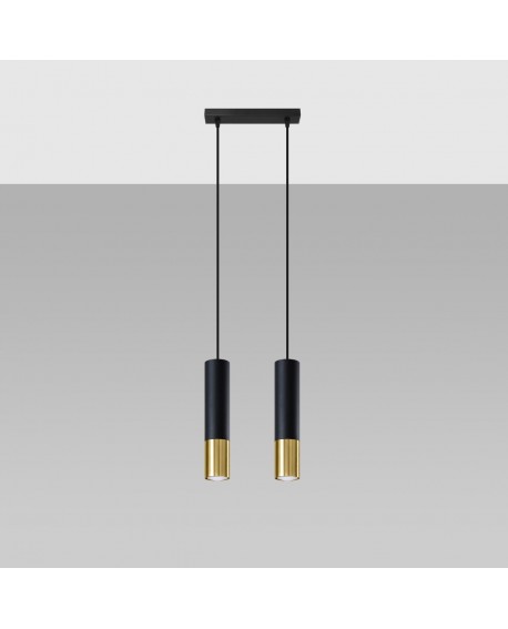Lampa wisząca LOOPEZ 2 czarny/złoty Sollux SL.0953
