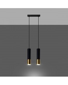 Lampa wisząca LOOPEZ 2 czarny/złoty Sollux SL.0953