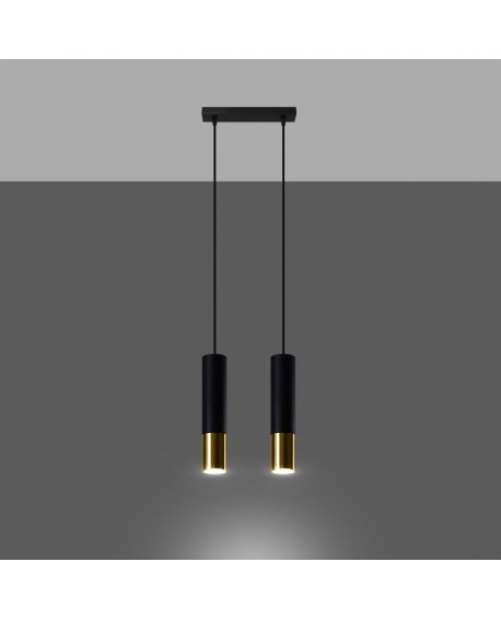 Lampa wisząca LOOPEZ 2 czarny/złoty Sollux SL.0953