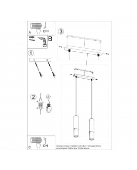 Lampa wisząca LOOPEZ 2 czarny/złoty Sollux SL.0953
