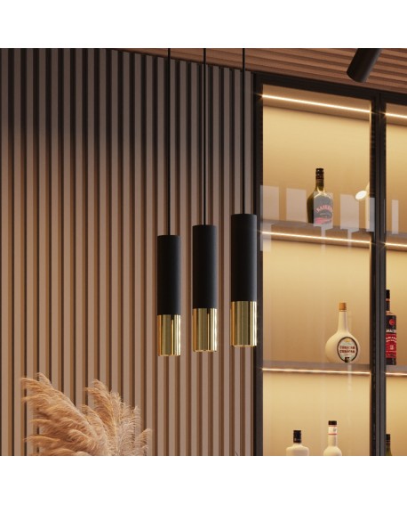 Lampa wisząca LOOPEZ 2 czarny/złoty Sollux SL.0953