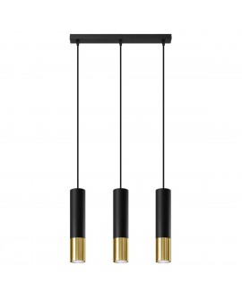 Lampa wisząca LOOPEZ 3L czarny/złoty Sollux SL.0954