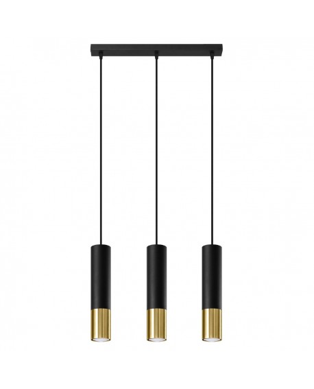 Lampa wisząca LOOPEZ 3L czarny/złoty Sollux SL.0954