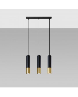 Lampa wisząca LOOPEZ 3L czarny/złoty Sollux SL.0954