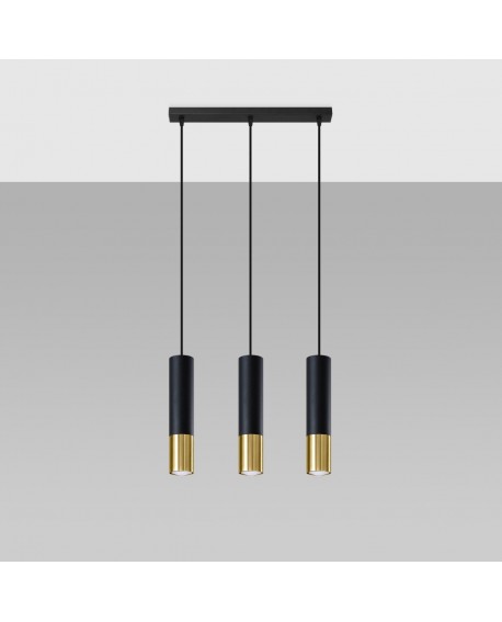 Lampa wisząca LOOPEZ 3L czarny/złoty Sollux SL.0954