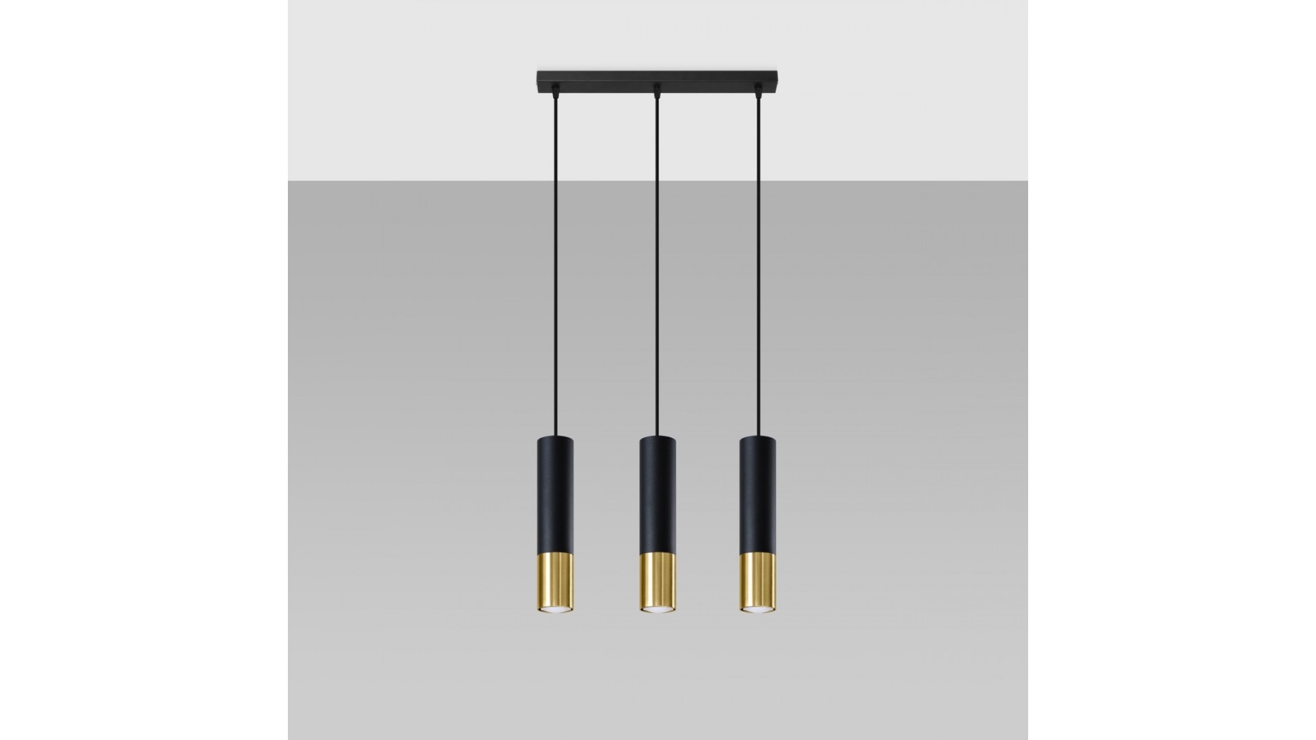 Lampa wisząca LOOPEZ 3L czarny/złoty Sollux SL.0954