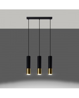 Lampa wisząca LOOPEZ 3L czarny/złoty Sollux SL.0954