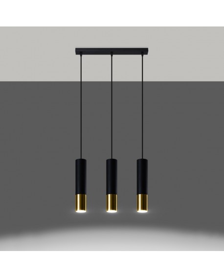 Lampa wisząca LOOPEZ 3L czarny/złoty Sollux SL.0954