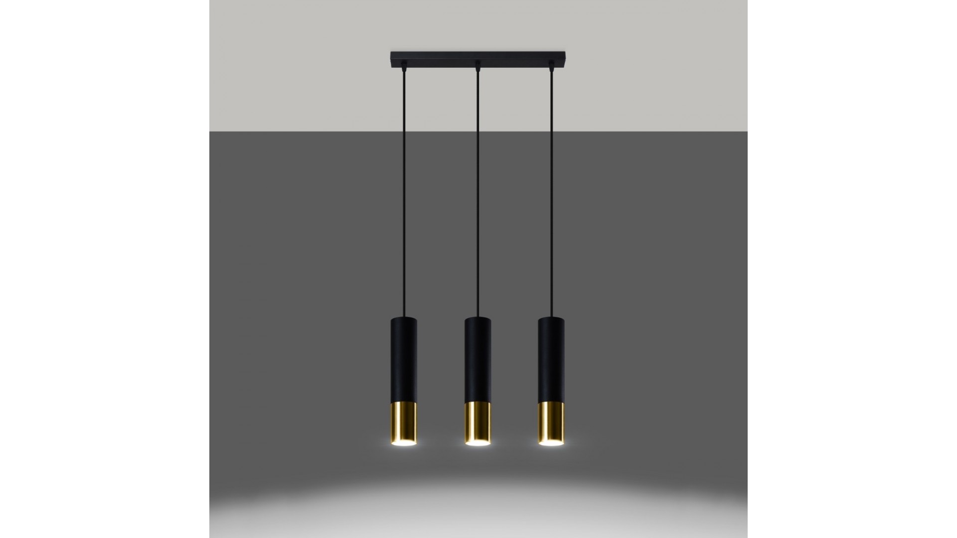 Lampa wisząca LOOPEZ 3L czarny/złoty Sollux SL.0954