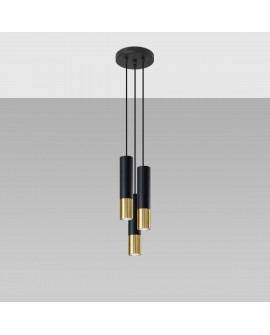 Lampa wisząca LOOPEZ 3P czarny/złoty Sollux SL.0955