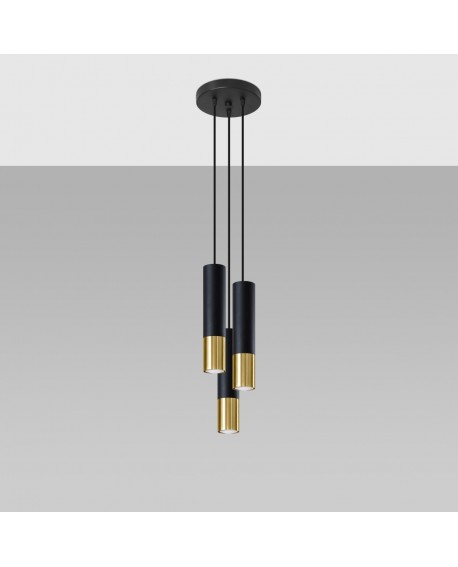 Lampa wisząca LOOPEZ 3P czarny/złoty Sollux SL.0955