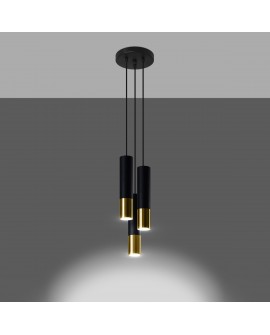 Lampa wisząca LOOPEZ 3P czarny/złoty Sollux SL.0955