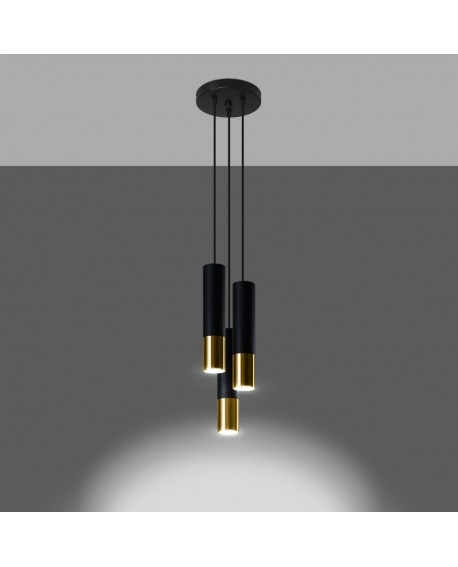 Lampa wisząca LOOPEZ 3P czarny/złoty Sollux SL.0955