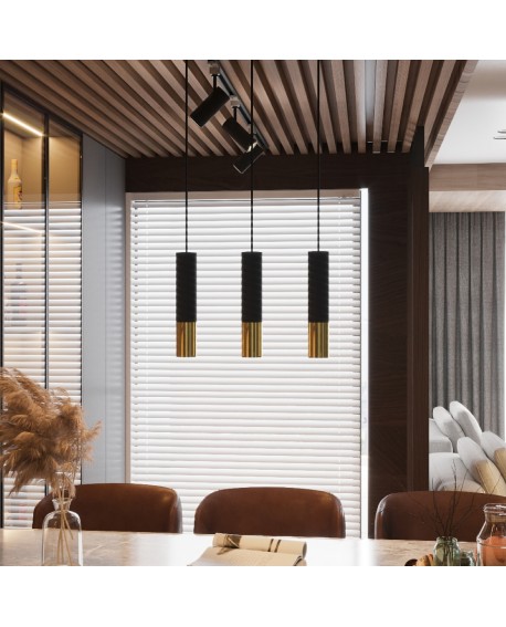 Lampa wisząca LOOPEZ 3P czarny/złoty Sollux SL.0955