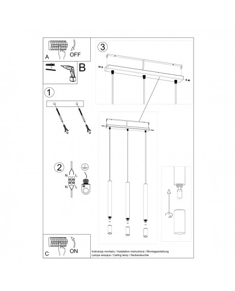 Lampa wisząca WEZYR 3 biała Sollux SL.0959