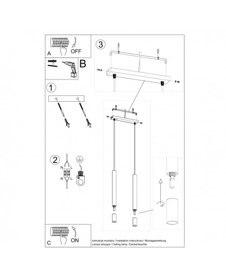 Lampa wisząca WEZYR 2 czarna Sollux SL.0961