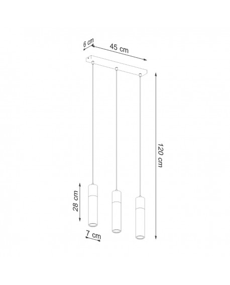 Lampa wisząca ZANE 3 szara Sollux SL.0967
