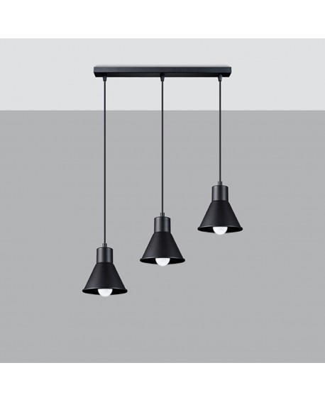 Lampa wisząca TALEJA 3 czarna E27 Sollux SL.0986