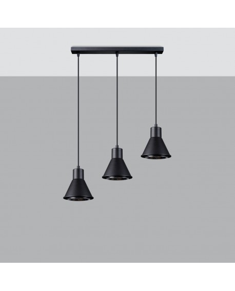 Lampa wisząca TAZILA 3 czarna ES111 Sollux SL.0990