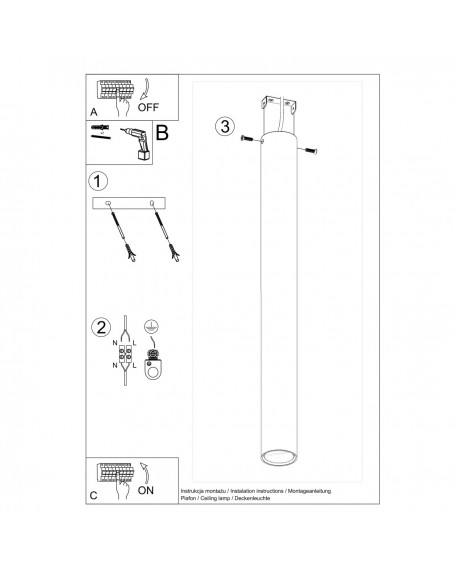 Plafon LAGOS 60 czarny Sollux SL.1003