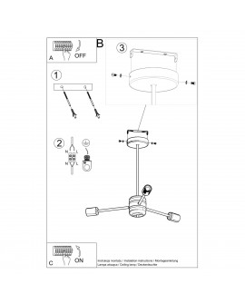 Żyrandol LANGO 3 czarny Sollux SL.1021