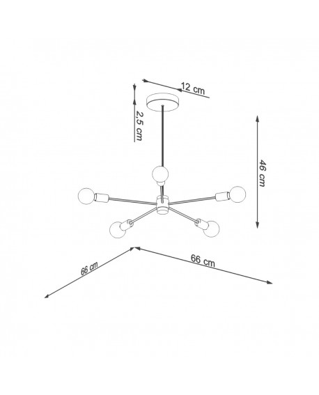 Żyrandol LANGO 5 czarny Sollux SL.1022