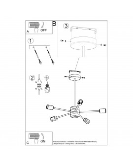Żyrandol LANGO 5 czarny Sollux SL.1022