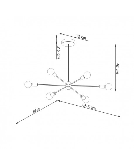 Żyrandol LANGO 6 czarny Sollux SL.1023