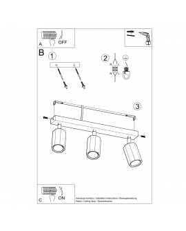 Plafon ZEKE 3 dąb Sollux SL.1030