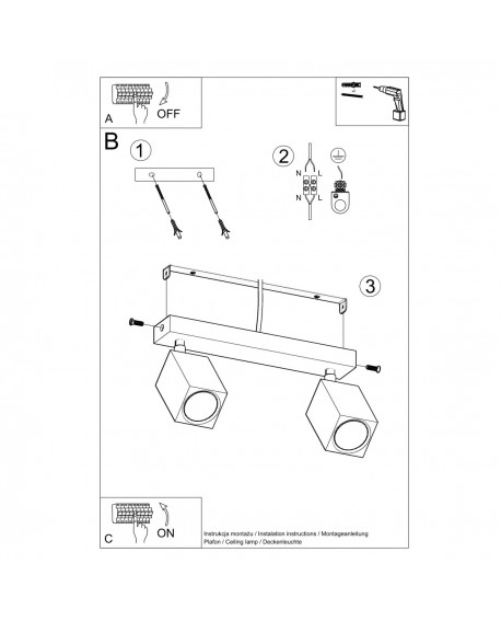 Plafon KEKE 2 dąb Sollux SL.1036